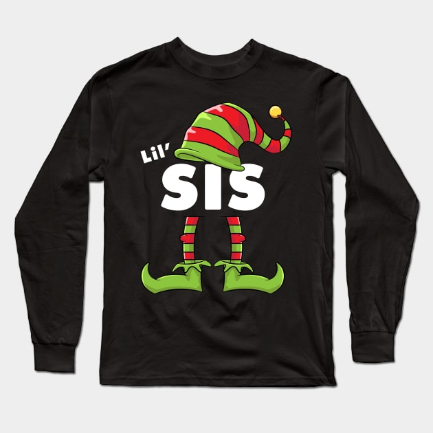 Lil' Sis Elf Funny Matching Christmas Costume Family Long Sleeve T-Shirt by teeleoshirts